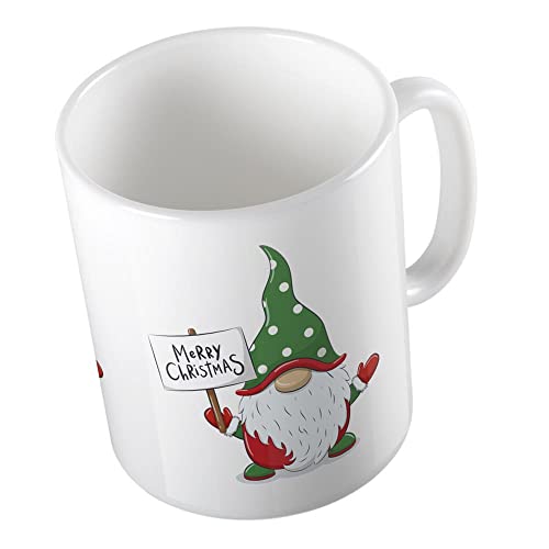 Huuraa Kaffeetasse Wichtel Merry Christmas weihnachtlicher Kaffeebecher 330ml Keramik Tasse für die Weihnachtszeit von Huuraa