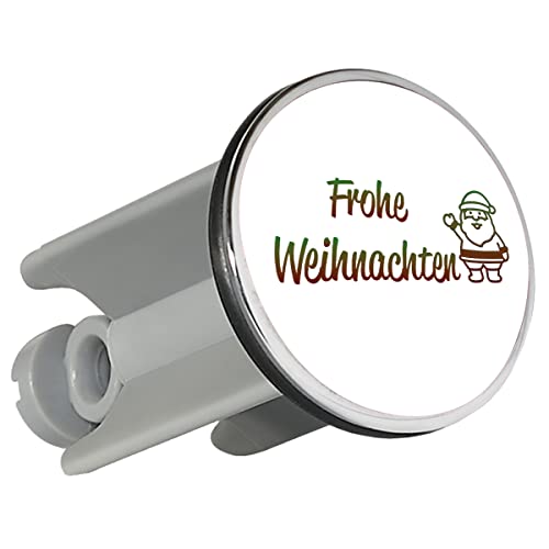 Huuraa Waschbeckenstöpsel Frohe Weihnachten Weihnachtsmann 4cm Stöpsel mit Motiv zur Weihnachtszeit Geschenk Idee für Freunde und Familie von Huuraa