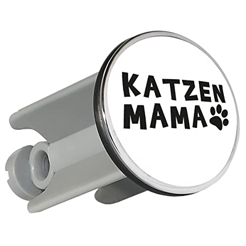 Huuraa Waschbeckenstöpsel Katzenmama Tapse 4cm Stöpsel mit Motiv für alle Katzenmenschen Geschenk Idee für Freunde und Familie von huuraa