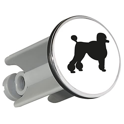Huuraa Waschbeckenstöpsel Pudel Silhouette 4cm Stöpsel Größe mit Motiv für Hundefreunde Geschenk Idee für Freunde und Familie von huuraa