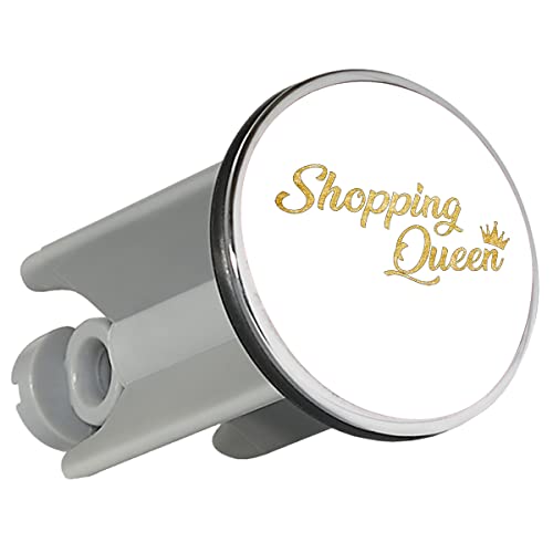 Huuraa Waschbeckenstöpsel Shopping Queen Krone 4cm Stöpsel mit Schriftzug Geschenk Idee für Freunde und Familie von huuraa