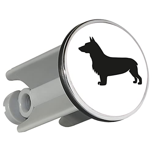 Huuraa Waschbeckenstöpsel Welsh Corgi Pembroke Silhouette 4cm Stöpsel Größe mit Motiv für Hundefreunde Geschenk Idee für Freunde und Familie von huuraa