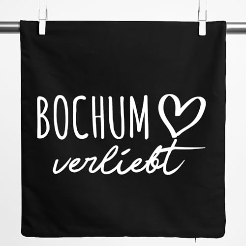 Huuraa Kissenbezug Bochum verliebt Geschenk 40x40cm Black Baumwolle Bochum Präsent von Huuraa