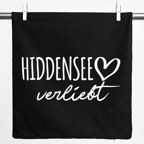 Huuraa Kissenbezug Hiddensee verliebt Geschenk 40x40cm Black Baumwolle Hiddensee Präsent von Huuraa