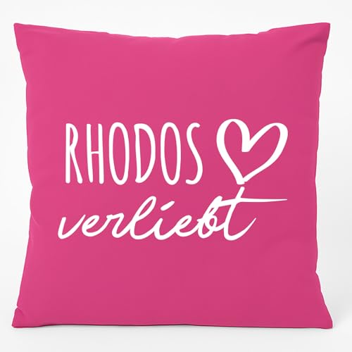 Huuraa Couchkissen Rhodos verliebt Geschenk 40x40cm mit Füllung Fuchsia Baumwolle Rhodos Souvenir Huuraa Couchkissen Rhodos verliebt Geschenk 40x40cm mit Füllung Fuchsia Baumwolle Rhodos Souvenir von Huuraa