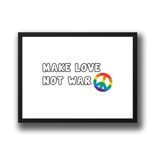 huuraa Poster Make Love not War Liebe Deko Wandbild A3 297 x 420mm mit Friedens Motiv Geschenk Idee für Freunde und Familie von huuraa