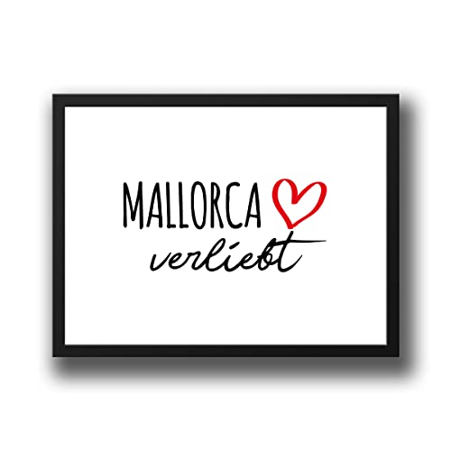 huuraa Poster Mallorca verliebt Deko Wandbild A3 297 x 420mm mit Namen deiner lieblings Insel Geschenk Idee für Freunde und Familie von huuraa