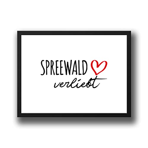 huuraa Poster Spreewald verliebt Deko Wandbild A4 210 x 297mm mit Namen deiner lieblings Region Geschenk Idee für Freunde und Familie von huuraa