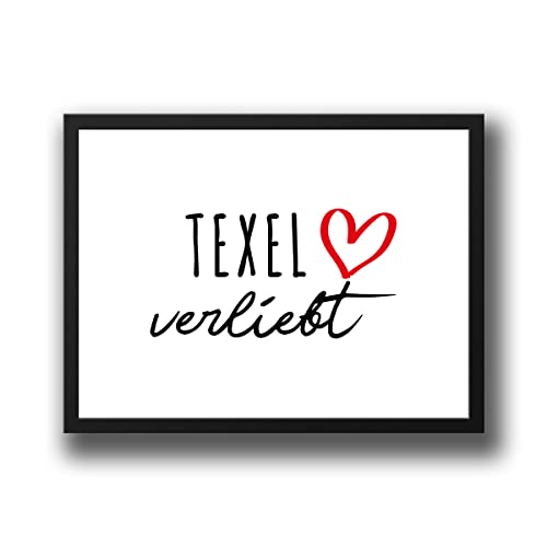 huuraa Poster Texel verliebt Deko Wandbild A4 210 x 297mm mit Namen deiner lieblings Insel Geschenk Idee für Freunde und Familie von huuraa