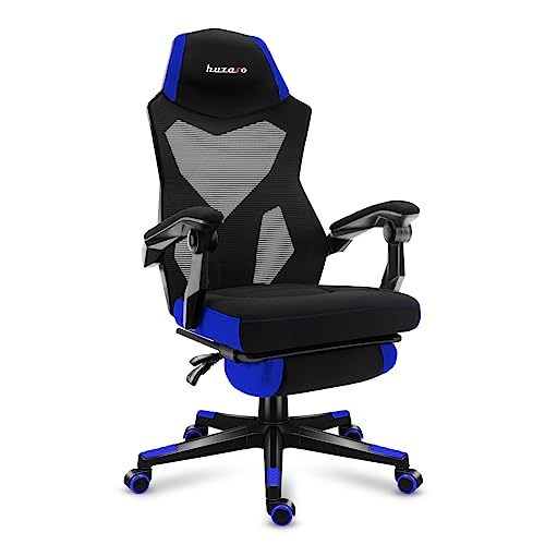 huzaro Combat 3.0 Blue | Gaming Stuhl Schreibtischstuhl Bürostuhl Sessel Chair | Zocker Gamer | Höhenverstellbar | Fußstütze | 140° Verstellbare Rückenlehne | bis 140 kg belastbarr | Stoff | Blau von huzaro