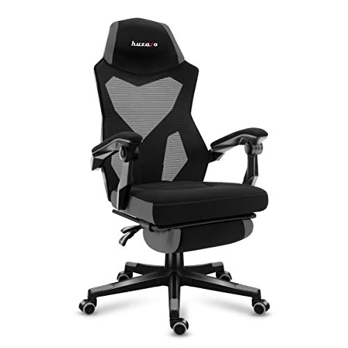 huzaro Combat 3.0 Grey | Gaming Stuhl Schreibtischstuhl Bürostuhl Sessel Chair | Zocker Gamer | Höhenverstellbar | Fußstütze | 140° Verstellbare Rückenlehne | bis 140 kg belastbarr | Stoff | Grau von huzaro