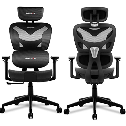 huzaro Combat 8 0 Gaming Stuhl Bürostuhl Chefsessel belüfteter Stoff Lendenstütze verstellbare Kopfstütze 4D-Armlehnen verstärkte Konstruktion bis 150 kg (Schwarz) von huzaro