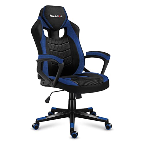 huzaro Force 2.5 Blue Mesh | Gaming Stuhl Bürostuhl Computerstuhl PC Chair Ergonomischer | Zocker Gamer | Höhenverstellbar drehbar mit Wippfunktion | bis 140 kg belastbar | Stoff | Schwarz Blau von huzaro