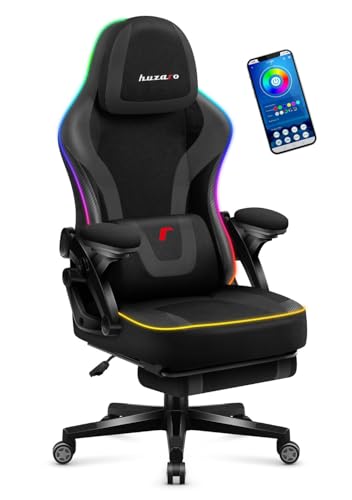 huzaro Force 4.6 RGB Black Mesh LED Gaming Stuhl PC Stuhl Ergonomischer Bürostuhl Music Sync Fußstütze Wippfunktion Verstellbare Kopfstütze Rückenlehne 130 kg Belastbarkeit Stoff Schwarz huzaro Force 4.6 RGB Black Mesh LED Gaming Stuhl PC Stuhl Ergonomischer Bürostuhl Music Sync Fußstütze Wippfunktion Verstellbare Kopfstütze Rückenlehne 130 kg Belastbarkeit Stoff Schwarz von huzaro