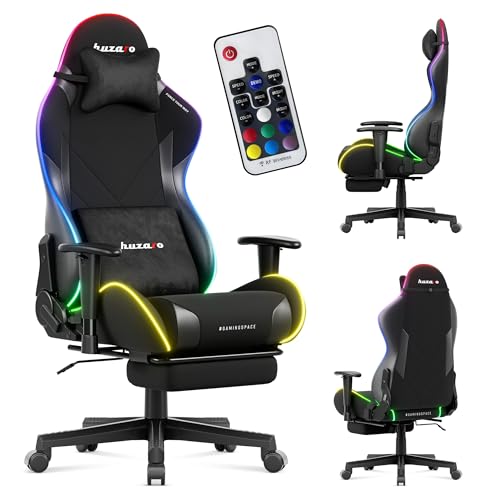 huzaro Force 5.7 Bürostuhl mit fußstütze, Ergonomischer Gaming Stuhl, Kopfstütze und Lendenwirbelstütze, Verstellbarer computerstuhl, Stoff, Schwarz RGB huzaro Force 5.7 Bürostuhl mit fußstütze, Ergonomischer Gaming Stuhl, Kopfstütze und Lendenwirbelstütze, Verstellbarer computerstuhl, Stoff, Schwarz RGB von huzaro