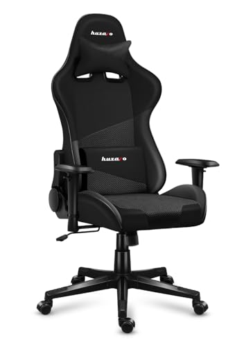 huzaro Force 6.2 Carbon | Gaming Stuhl Bürostuhl Schreibtischstuhl Gamer Sessel Eco-Leder Stoff Carbon | bis 130 kg belastbar | Höhenverstellbar Kopfstütze Lendenstütze Ergonomischer | Schwarz von huzaro