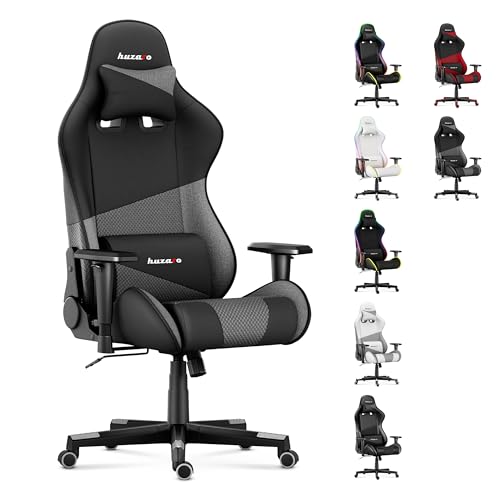 huzaro Force 6.2 Grey Mesh | Gaming Stuhl Bürostuhl Schreibtischstuhl Gamer Sessel Stoff | bis 130 kg belastbar | Höhenverstellbar Kopfstütze Lendenstütze Ergonomischer | Grau von huzaro