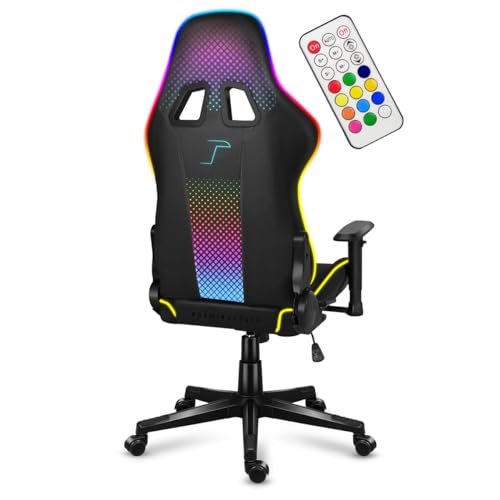 huzaro Force 6.3 RGB Mesh | LED Beleuchtung Gaming Stuhl PC Bürostuhl Schreibtischstuhl Gamer | bis 130 kg belastbar | Höhenverstellbar Kopfstütze Lendenkissen Rückenlehne Verstellbarer | Schwarz von huzaro