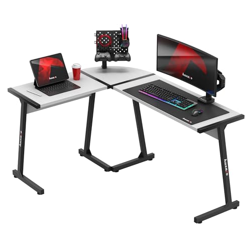 huzaro Hero 6.0 White | L-Form Eckschreibtisch Gaming Tisch Schreibtisch Computertisch Bürotisch | Homeoffice Arbeitszimmer Büro | Rechts Links Montage | Carbon Tischplatte | 147x112cm | Weiß von huzaro