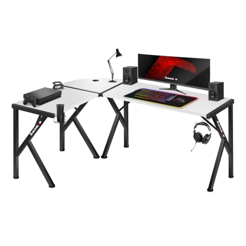 huzaro Hero 6.3 | L-Form Eckschreibtisch Schreibtisch Gaming Computertisch | Homeoffice Arbeitszimmer Büro | Rechts Links Montage | Hochwertige Carbon Tischplatte | 154 x 117 | Weiß von huzaro