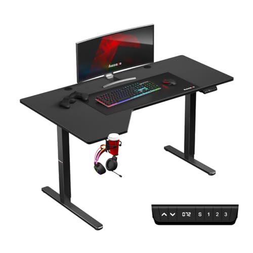 huzaro Hero 9.1 Electric Corner Desk, L-Shape Computer Desk, Office Table, Desk, Bar Table, 145 x 85 cm, Height Adjustable, 3 Memory Control, Memo Board, Metal Construction, Black huzaro Hero 9.1 Electric Corner Desk, L-Shape Computer Desk, Office Table, Desk, Bar Table, 145 x 85 cm, Height Adjustable, 3 Memory Control, Memo Board, Metal Construction, Black von huzaro