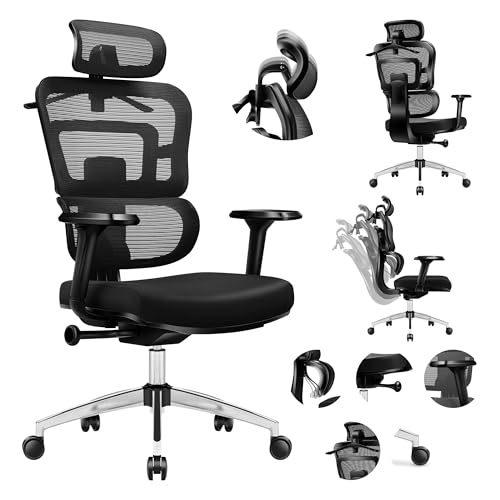 huzaro Mark Adler Expert 4.9 Schreibtischstuhl Bürostuhl ergonomisch bis 150 kg Mesh-HD-Gewebe Gute Luftzirkulation verstellbare Kopfstütze profilierte Konstruktion Gummiräder Schwarz von huzaro