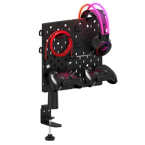 huzaro Sync 3.0 | Klemmbare Schreibtisch-Stecktafel Pegboard Gaming Organizer | für Gaming Büro Zuhause | 7 Zubehörteilen | modulare Aufhängung | Headset Halterung | aus Metall | Schwarz von huzaro