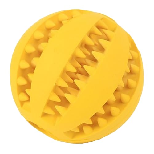 Hundeball für Kleine und Große Hunde | Snackball für Hunde | Welpenspielzeug Kauspielzeug | Naturkautschuk Material | Zahnpflege Hundespielzeug | Intelligenzspielzeug Ball für (Gelb, 1 Stück) von huzur elektrik
