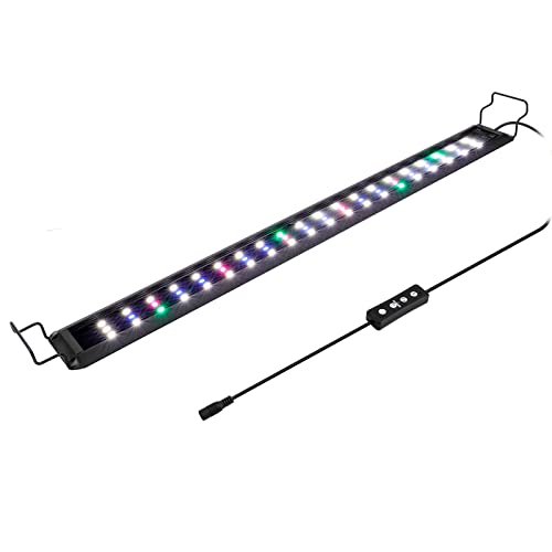 hygger Aquarium Beleuchtung, Vollspektrum Aquarium Licht mit LCD Monitor, 20W RGB LED Aquarium Beleuchtung mit 10 Helligkeitsstufen, Einstellbarer Timer,3 Modus für 60-82cm Süßwasser Aquarien von hygger