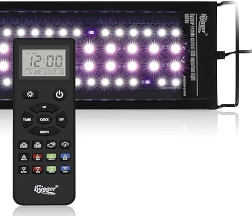 hygger Aquariumleuchte mit Fernbedienung, anpassbare Vollspektrum-LED-Aquariumleuchte, Standard- und Wettermodus, DIY-Modus für bepflanzte Süßwasseraquarien (30W(für 60-76cm)) von hygger