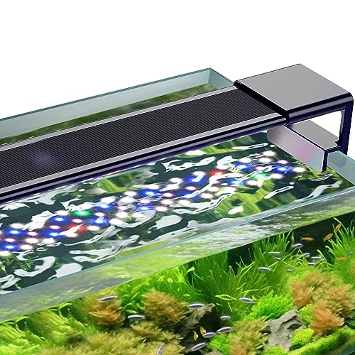 hygger Clip On Aquarium Beleuchtung, Vollspektrum Aquarium LED Beleuchtung,14W 24/7 Beleuchtungs Zyklus Aquarium Licht mit 10 Farben, Einstellbarer Timer,3 Modus für 30-45cm Süßwasser Aquarien von hygger