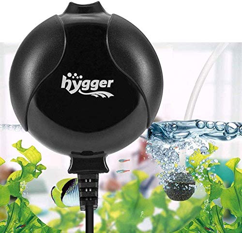 hygger Sauerstoffpumpe für Aquarium, Superleise Aquarium Luftpumpe Geräusch niedriger als 33db 1.5W Leistungsstark Sauerstoffpumpe 420Ml/M Geeignet für Fischbecken und Die Nanoaquarien (Schwarz) von hygger