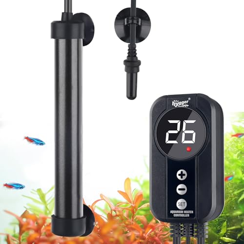 hygger Titanium Heizer 200W,Aquarium Heizung Aquarium Heizstab mit Display LED Controller,Titanium Aquarium Heater für 114-152L Saltwater Freshwater Aquariums hygger Titanium Heizer 200W,Aquarium Heizung Aquarium Heizstab mit Display LED Controller,Titanium Aquarium Heater für 114-152L Saltwater Freshwater Aquariums von hygger