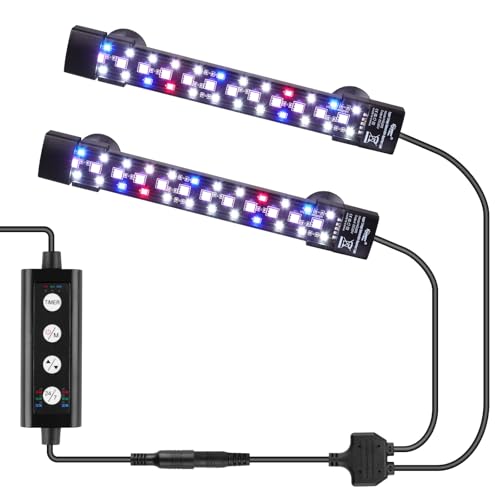 hygger Zweikanal-Tauch Submersible Aquarium Beleuchtung,12W Fish Tank Light mit 9 Farben und Einstellbarer Helligkeit für 15-60L Tanks(2) von hygger
