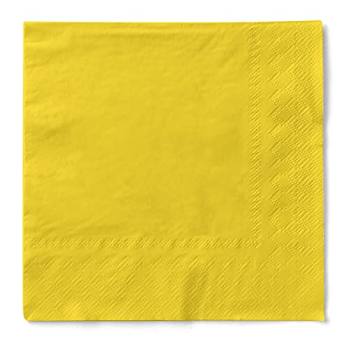 Tissue Serviette 3-lagig saugstark Ideal für Partys Feste und Gastronomie 33 x 33 cm 100 Stück Farbe gelb von hygiene gmi