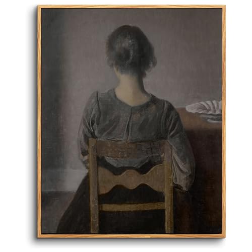 hyidecorart Vintage Frauenporträt Leinwand Bilder mit Rahmen Holz, 40x60 cm Ruhe von Vilhelm Hammershoi Wandbilder Wohnzimmer, Klassisch Wanddeko Schlafzimmer Gemälde Badezimmer Büro Esszimmer Flur hyidecorart Vintage Frauenporträt Leinwand Bilder mit Rahmen Holz, 40x60 cm Ruhe von Vilhelm Hammershoi Wandbilder Wohnzimmer, Klassisch Wanddeko Schlafzimmer Gemälde Badezimmer Büro Esszimmer Flur von hyidecorart