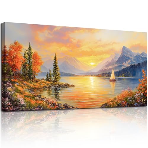 hyidecorart Wandbilder Wohnzimmer Groß, 50x100 cm Sonnenuntergang Landschaft Leinwandbilder, Natur Wanddeko Aesthetic Schlafzimmer Büro Flur Esszimmer Arbeitszimmer Treppe hyidecorart Wandbilder Wohnzimmer Groß, 50x100 cm Sonnenuntergang Landschaft Leinwandbilder, Natur Wanddeko Aesthetic Schlafzimmer Büro Flur Esszimmer Arbeitszimmer Treppe von hyidecorart