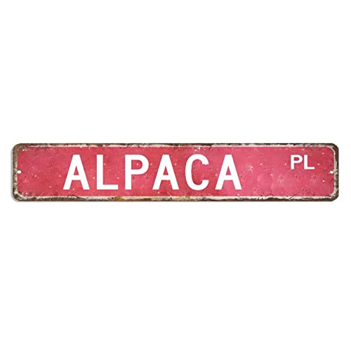 Alpaka-Straßenschild, Haustier, Tier, Metallschild, 7,6 x 45,7 cm, benutzerdefiniert, einfach zu montieren, Wandkunst, rustikale Wandposter, Dekoration für Bar, Café, Geschäft, Zuhause, Garage Alpaka-Straßenschild, Haustier, Tier, Metallschild, 7,6 x 45,7 cm, benutzerdefiniert, einfach zu montieren, Wandkunst, rustikale Wandposter, Dekoration für Bar, Café, Geschäft, Zuhause, Garage von hyxxiqin0e