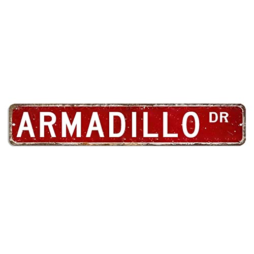 Armadillo Straßenschild, Haustier, Tier, Metallschild, 7,6 x 45,7 cm, personalisierbar, einfach zu montieren, Vintage-Poster, Plakette für Badezimmer, Garten, Heimdekoration, Café Armadillo Straßenschild, Haustier, Tier, Metallschild, 7,6 x 45,7 cm, personalisierbar, einfach zu montieren, Vintage-Poster, Plakette für Badezimmer, Garten, Heimdekoration, Café von hyxxiqin0e
