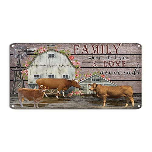 Blechschild "Family Where Life Begins and Love Never Ends", antikes Kuh, Aluminiumschild, Bauernhaus, Kuh, 15,2 x 30,5 cm, einfach zu montieren, Metallschild für Bier, Taverne, Kaffee, Garage, Küche Blechschild "Family Where Life Begins and Love Never Ends", antikes Kuh, Aluminiumschild, Bauernhaus, Kuh, 15,2 x 30,5 cm, einfach zu montieren, Metallschild für Bier, Taverne, Kaffee, Garage, Küche von hyxxiqin0e
