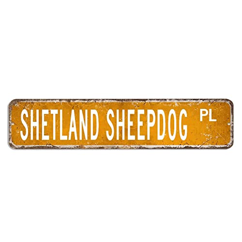 Blechschild "Shetland Sheepdog", Aufschrift "Beware of Dogs", 10,2 x 45,7 cm, personalisierbar, einfach zu montieren, Aluminiumschild, Retro-Poster, Dekoration für Garage, Männerhöhle, Bar, Küche von hyxxiqin0e