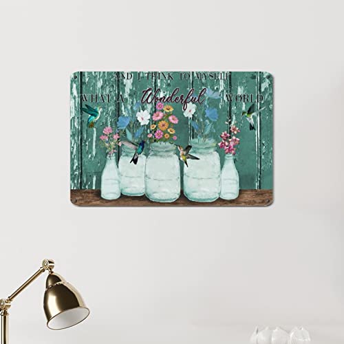 Blechschild mit Blumen-Kolibri, Aufschrift "What A Wonderful World", positives Familiengebet, Metall-Blechschild, 20,3 x 30,5 cm, Bauernhaus-Plakette, Blechschild für Wohnzimmer, Esszimmer Blechschild mit Blumen-Kolibri, Aufschrift "What A Wonderful World", positives Familiengebet, Metall-Blechschild, 20,3 x 30,5 cm, Bauernhaus-Plakette, Blechschild für Wohnzimmer, Esszimmer von hyxxiqin0e