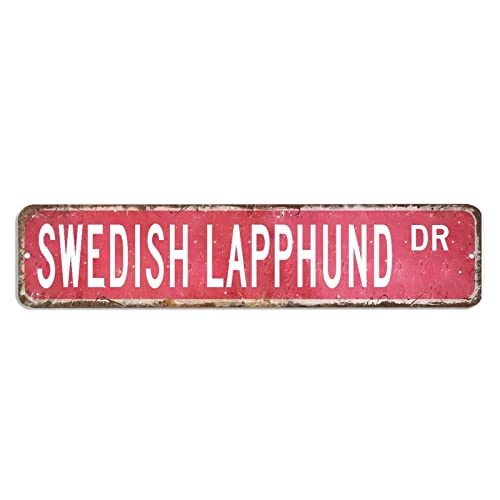 Blechschild mit schwedischem Lapphund und Hunderasse, 10,2 x 45,7 cm, einfach zu montieren, Aluminiumschild, Bauernhaus-Poster, Plakette für Zuhause, Bar, Kneipe, Garage, Küche, Dekoration von hyxxiqin0e