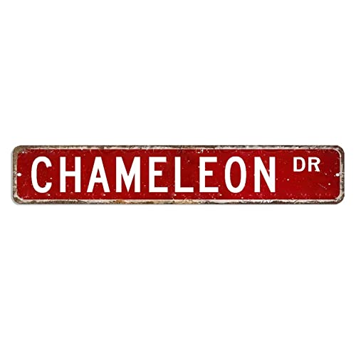 Chamäleon-Straßenschild mit Tiermotiv, 7,6 x 45,7 cm, personalisiertes, winddichtes Aluminiumschild, rustikale Wanddekoration für Zuhause und Küche, Bar, Café, Garage Chamäleon-Straßenschild mit Tiermotiv, 7,6 x 45,7 cm, personalisiertes, winddichtes Aluminiumschild, rustikale Wanddekoration für Zuhause und Küche, Bar, Café, Garage von hyxxiqin0e