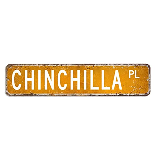 Chinchilla-Straßenschild Jagd Angeln Tier Metallschild 10,2 x 45,7 cm benutzerdefinierte rostfreie Metall-Wandkunst Retro-Tafel Blechschild für Café, Kaffee, Bars, Pubs, Männerhöhle von hyxxiqin0e