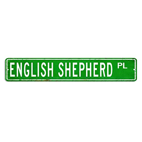 Englischer Schäferhund Straßenschild, Tierwarnung, Metallschild, 7,6 x 45,7 cm, personalisierbar, einfach zu montieren, Aluminiumschild für Bauernhaus, Zaun, Haus, Männerhöhle Englischer Schäferhund Straßenschild, Tierwarnung, Metallschild, 7,6 x 45,7 cm, personalisierbar, einfach zu montieren, Aluminiumschild für Bauernhaus, Zaun, Haus, Männerhöhle von hyxxiqin0e