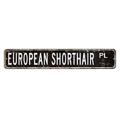 Europäisches Kurzhaar-Straßenschild Wildlife Crossing Blechschild, 7,6 x 45,7 cm, benutzerdefiniertes, rostfreies Aluminiumschild, modisches Wandschild, Poster für Bauernhof, Küche, Wand, Haus, Garten von hyxxiqin0e
