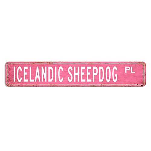 Isländisches Schäferhund-Straßenschild Welpe, Metallschild, 7,6 x 45,7 cm, personalisierbar, einfach zu montieren, antikes Wandposter, Dekoration für Büro, Schlafzimmer, Wohnzimmer, Club von hyxxiqin0e