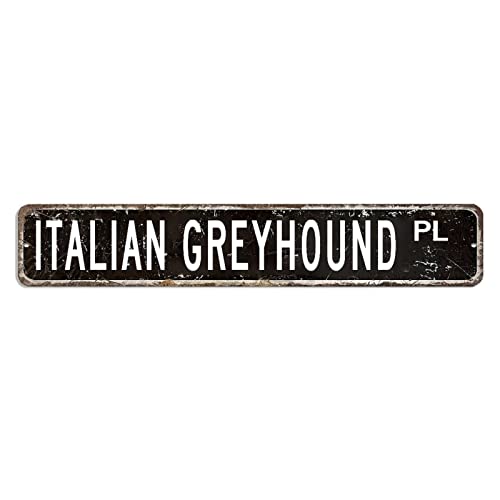 Italienisches Windhund-Straßenschild mit Tierrasse, Blechschild, 7,6 x 45,7 cm, winddicht, schickes Metallschild für Garage, Bar, Restaurant, Club Italienisches Windhund-Straßenschild mit Tierrasse, Blechschild, 7,6 x 45,7 cm, winddicht, schickes Metallschild für Garage, Bar, Restaurant, Club von hyxxiqin0e