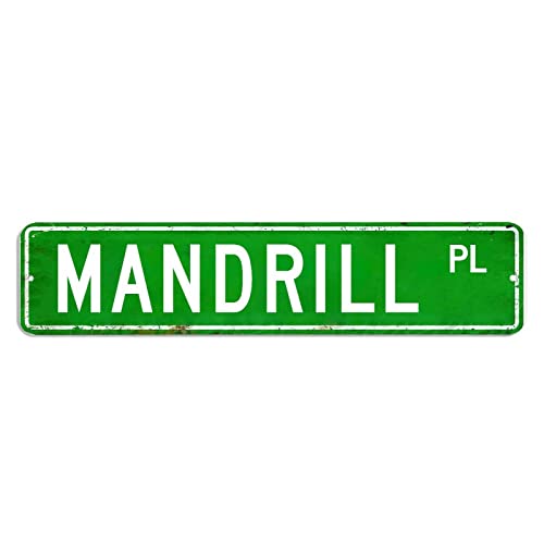 Mandrill Straßenschild, Tierrasse, Blechschild, 10,2 x 45,7 cm, einfach zu montieren, Aluminiumschild, Vintage-Poster, Dekoration für Garage, Bar, Restaurant, Club Mandrill Straßenschild, Tierrasse, Blechschild, 10,2 x 45,7 cm, einfach zu montieren, Aluminiumschild, Vintage-Poster, Dekoration für Garage, Bar, Restaurant, Club von hyxxiqin0e